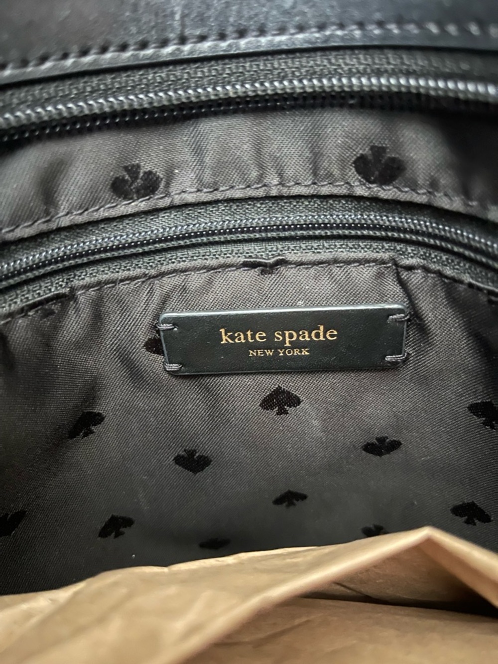 kate spade Black Leather Tote with Pink Flower Charm - Picture 3 of 3